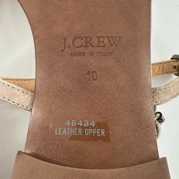 J crew womens sandals size 10 taupe Italian suede t-strap gladiator - Picture 11 of 12